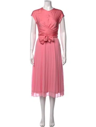 Pre-owned Sandro V-neck Midi Length Dress In Pink