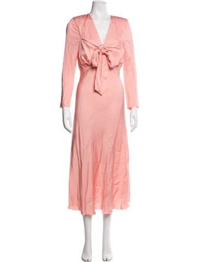 Pre-owned Sandro V-neck Midi Length Dress In Pink