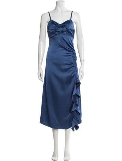 Pre-owned Sandro V-neck Midi Length Dress W/ Tags In Blue