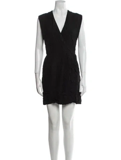 Pre-owned Sandro V-neck Mini Dress In Black