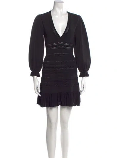 Pre-owned Sandro V-neck Mini Dress In Black