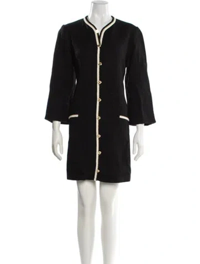 Pre-owned Sandro V-neck Mini Dress In Black