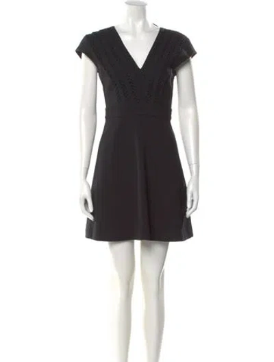 Pre-owned Sandro V-neck Mini Dress In Black