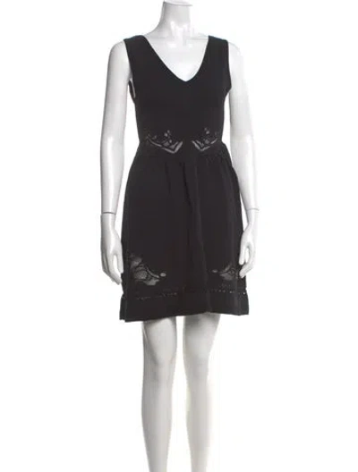 Pre-owned Sandro V-neck Mini Dress In Black