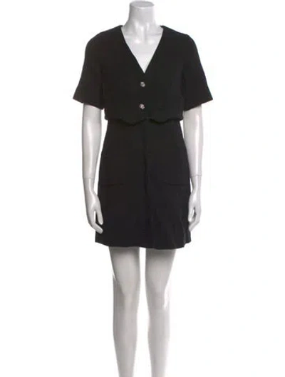 Pre-owned Sandro V-neck Mini Dress In Black