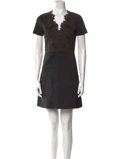 Pre-owned Sandro V-neck Mini Dress In Black