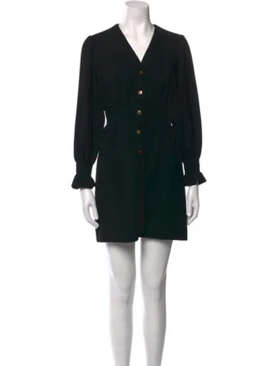 Pre-owned Sandro V-neck Mini Dress In Black
