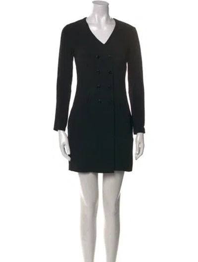 Pre-owned Sandro V-neck Mini Dress In Black