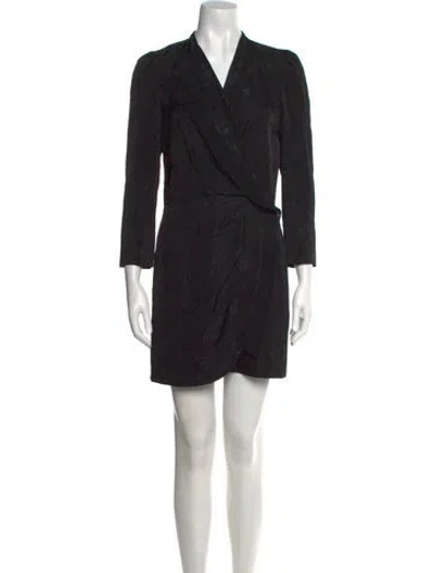 Pre-owned Sandro V-neck Mini Dress In Black