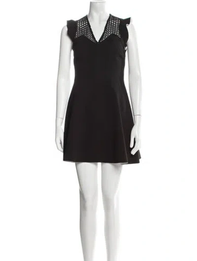 Pre-owned Sandro V-neck Mini Dress In Black