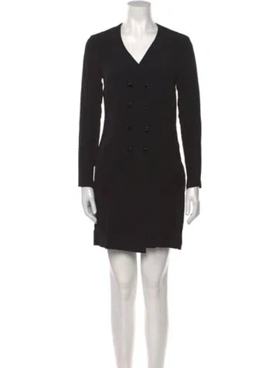 Pre-owned Sandro V-neck Mini Dress In Black