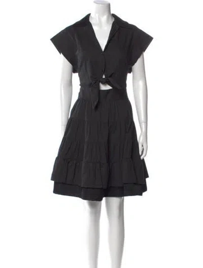 Pre-owned Sandro V-neck Mini Dress In Black