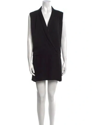Pre-owned Sandro V-neck Mini Dress In Black