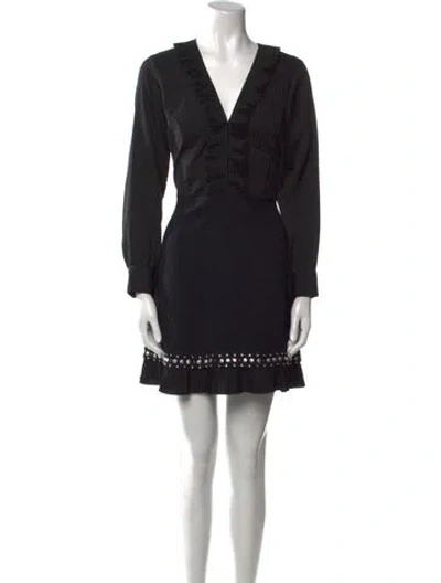 Pre-owned Sandro V-neck Mini Dress In Black