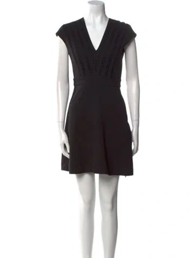 Pre-owned Sandro V-neck Mini Dress In Black