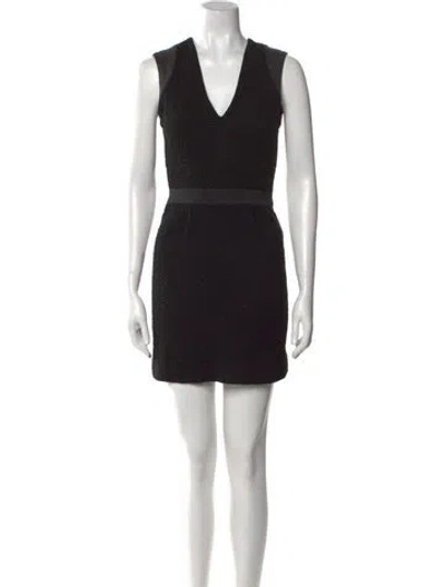 Pre-owned Sandro V-neck Mini Dress In Black