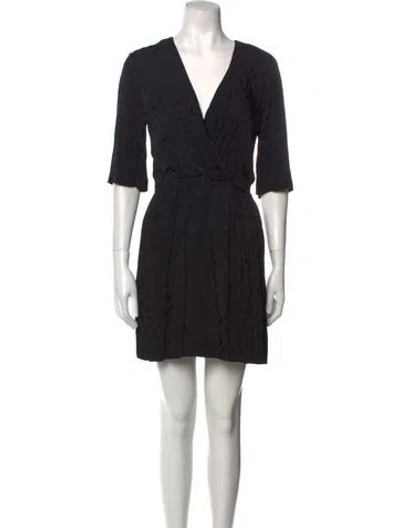 Pre-owned Sandro V-neck Mini Dress In Black