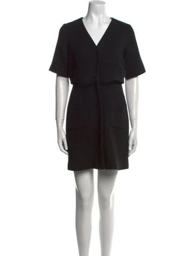 Pre-owned Sandro V-neck Mini Dress In Black