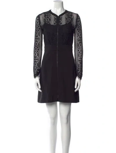 Pre-owned Sandro V-neck Mini Dress In Black