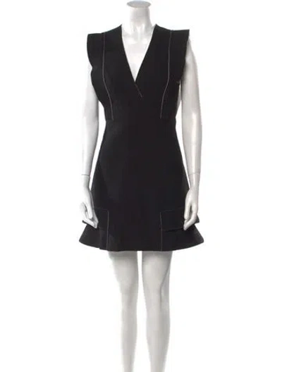 Pre-owned Sandro V-neck Mini Dress In Black