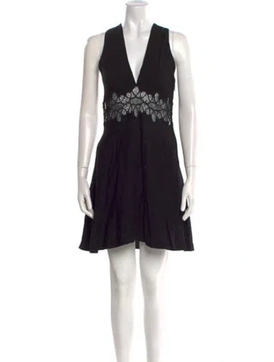 Pre-owned Sandro V-neck Mini Dress In Black