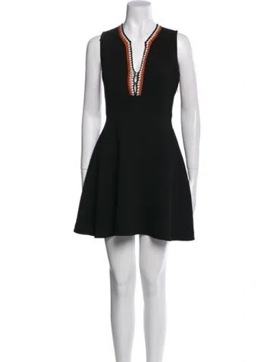 Pre-owned Sandro V-neck Mini Dress In Black