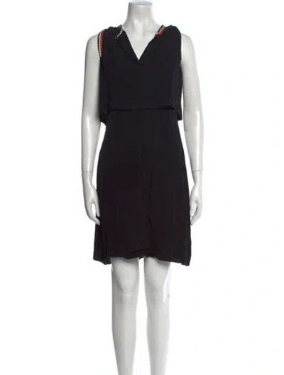 Pre-owned Sandro V-neck Mini Dress In Black