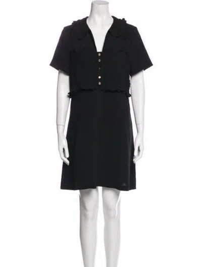 Pre-owned Sandro V-neck Mini Dress In Black