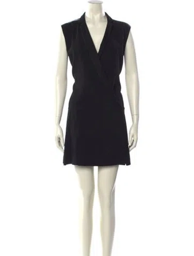 Pre-owned Sandro V-neck Mini Dress In Black