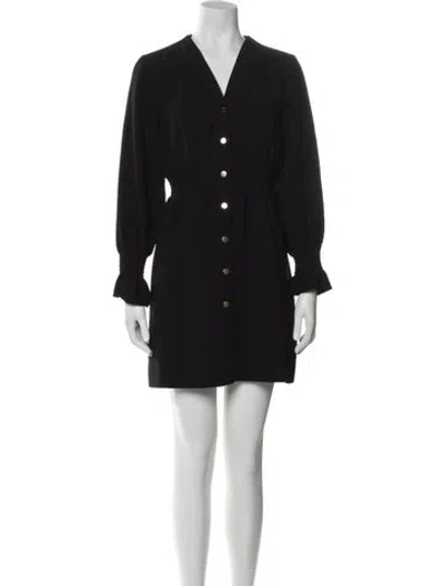 Pre-owned Sandro V-neck Mini Dress In Black