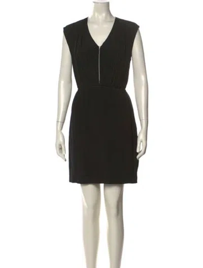 Pre-owned Sandro V-neck Mini Dress In Black