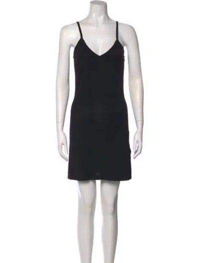 Pre-owned Sandro V-neck Mini Dress In Black