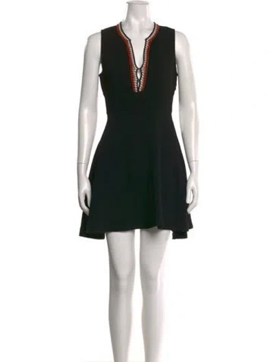 Pre-owned Sandro V-neck Mini Dress In Black