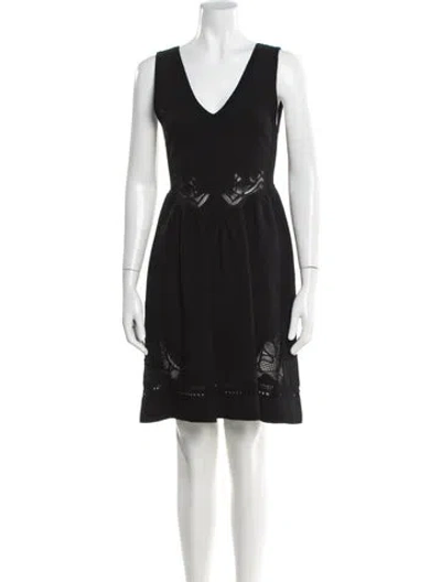 Pre-owned Sandro V-neck Mini Dress In Black
