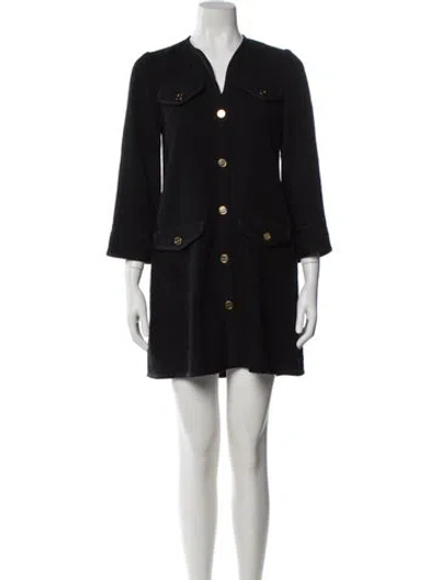 Pre-owned Sandro V-neck Mini Dress In Black