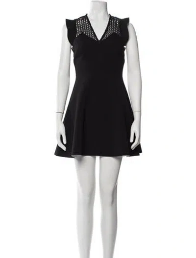 Pre-owned Sandro V-neck Mini Dress In Black