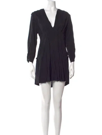 Pre-owned Sandro V-neck Mini Dress In Black