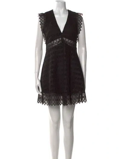 Pre-owned Sandro V-neck Mini Dress In Black