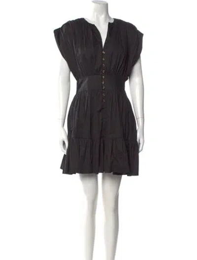 Pre-owned Sandro V-neck Mini Dress In Black