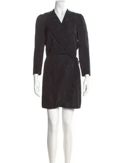 Pre-owned Sandro V-neck Mini Dress In Black