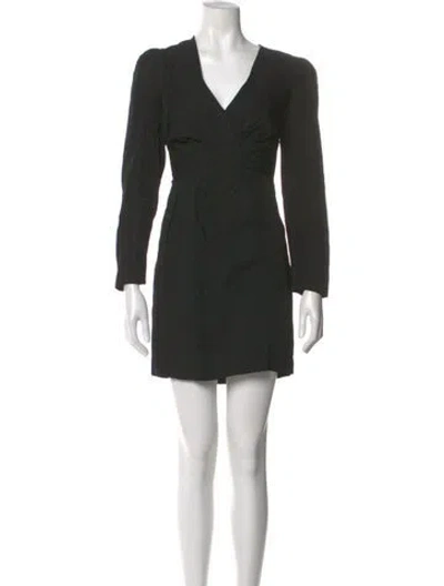 Pre-owned Sandro V-neck Mini Dress In Black