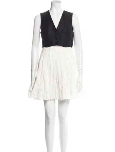 Pre-owned Sandro V-neck Mini Dress In Black