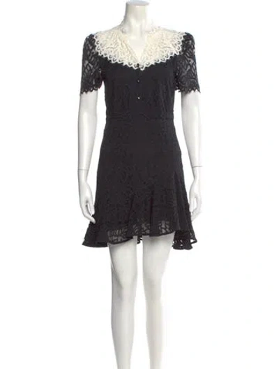 Pre-owned Sandro V-neck Mini Dress In Black