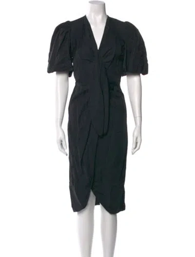 Pre-owned Sandro V-neck Mini Dress In Black