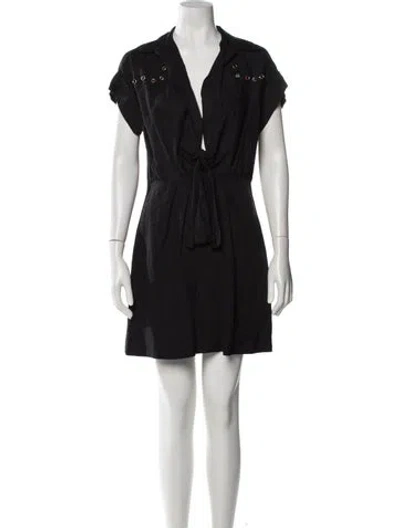 Pre-owned Sandro V-neck Mini Dress In Black