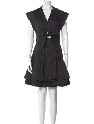 Pre-owned Sandro V-neck Mini Dress In Black