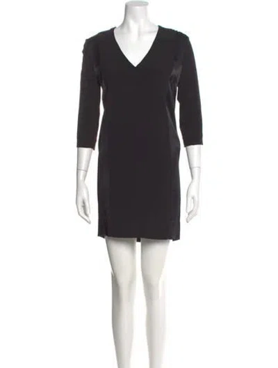 Pre-owned Sandro V-neck Mini Dress In Black