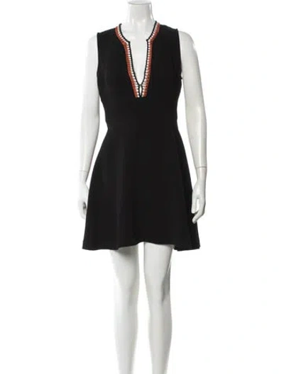 Pre-owned Sandro V-neck Mini Dress In Black