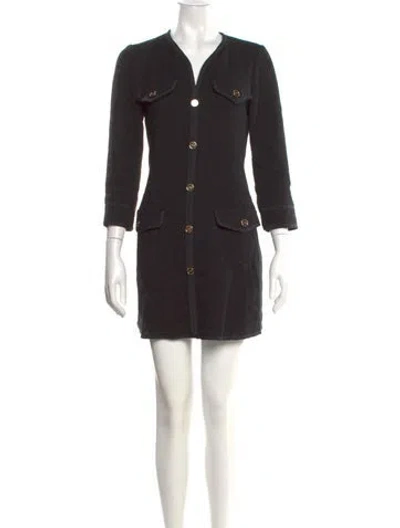 Pre-owned Sandro V-neck Mini Dress In Black