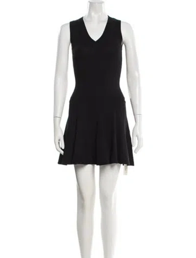 Pre-owned Sandro V-neck Mini Dress In Black
